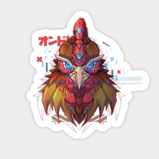 Mecha rooster chicken Sticker by Dnz